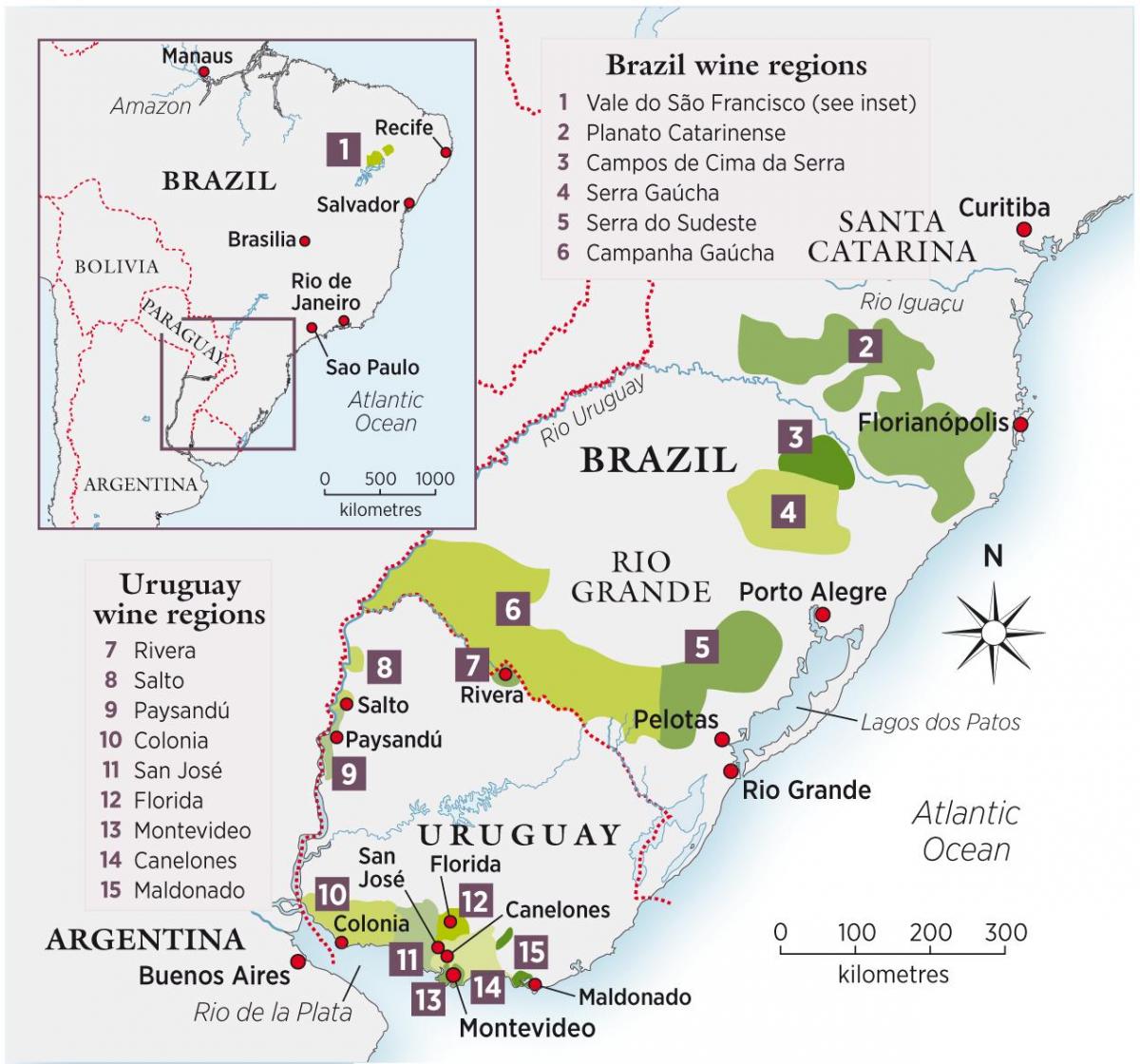 Mapa Uruguay víno