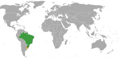Uruguay umístění na mapě světa