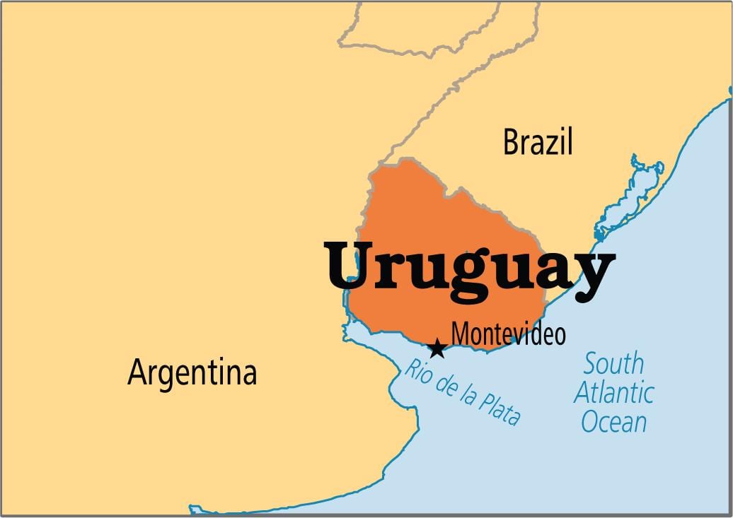 Uruguay kapitálu mapě