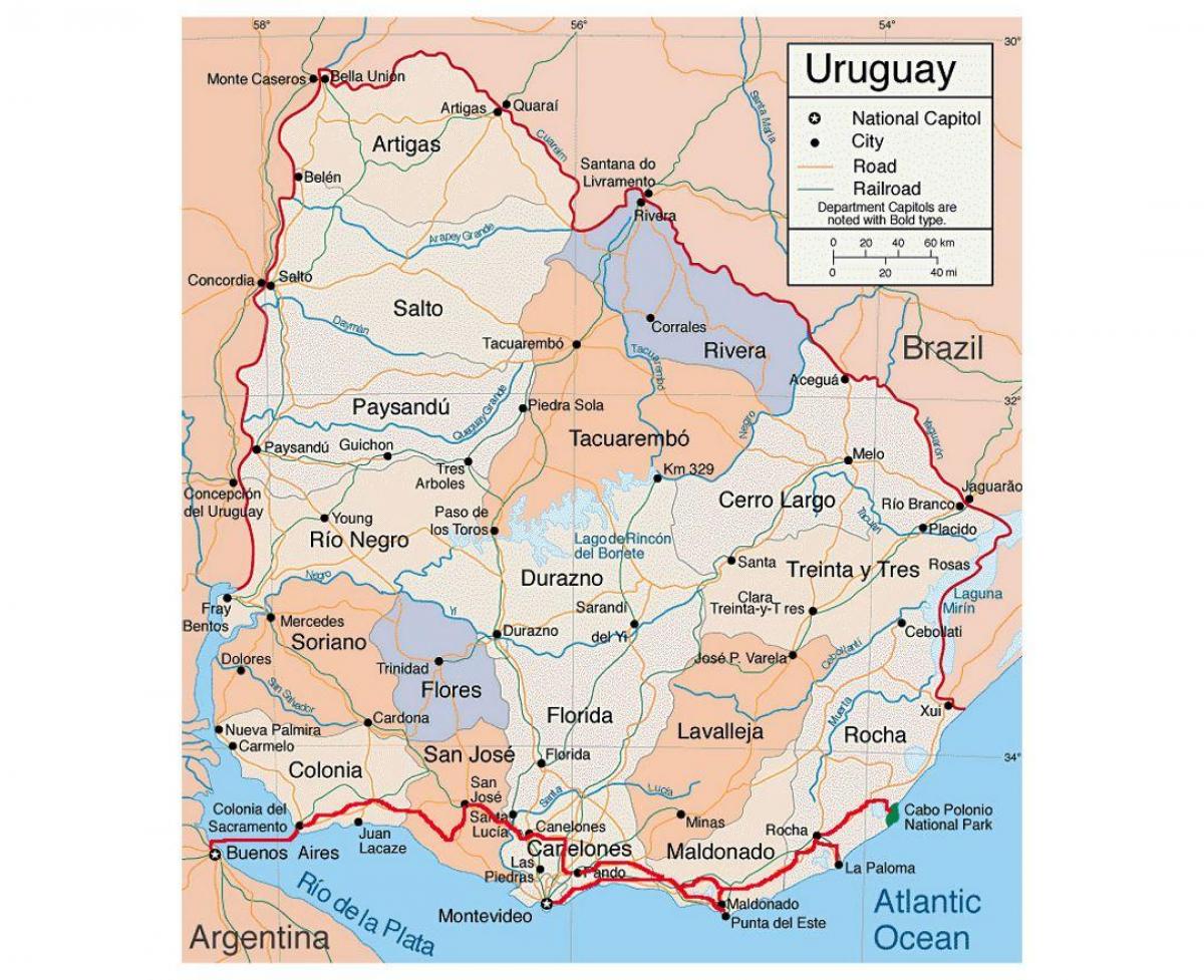 Mapa Uruguay s citie