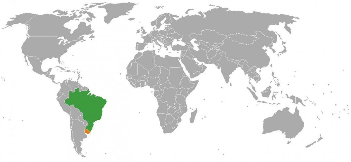 Uruguay umístění na mapě světa