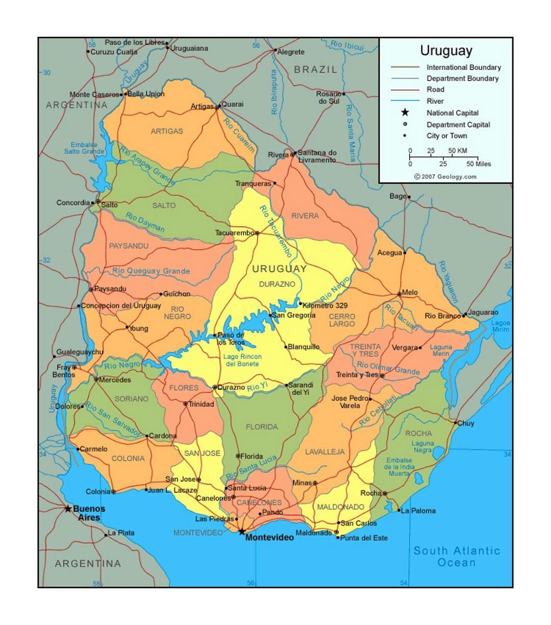 Mapa Uruguay politické