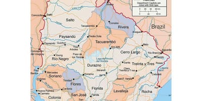 Mapa Uruguay s citie