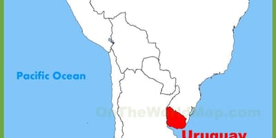 Mapa Uruguay, jižní amerika
