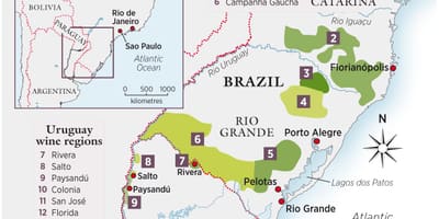 Mapa Uruguay víno